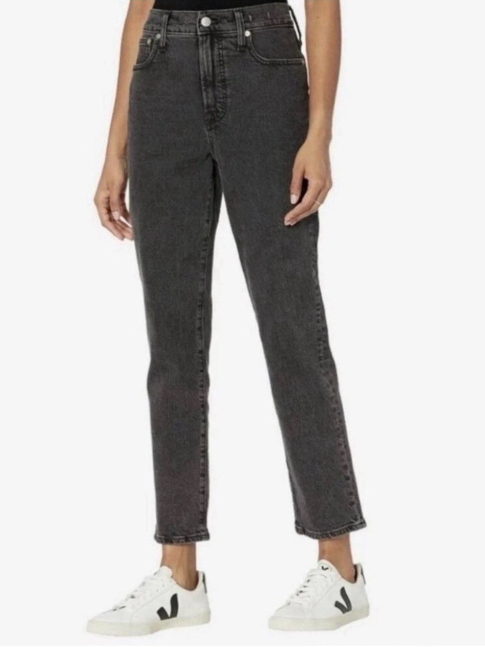Madewell Curvy Perfect Vintage High Rise Ankle Jeans Black Gray Size 28